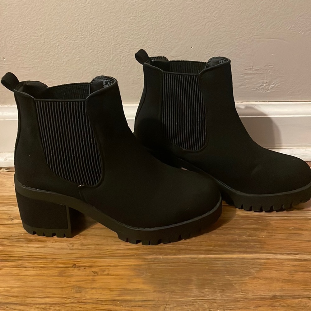 Black suede booties